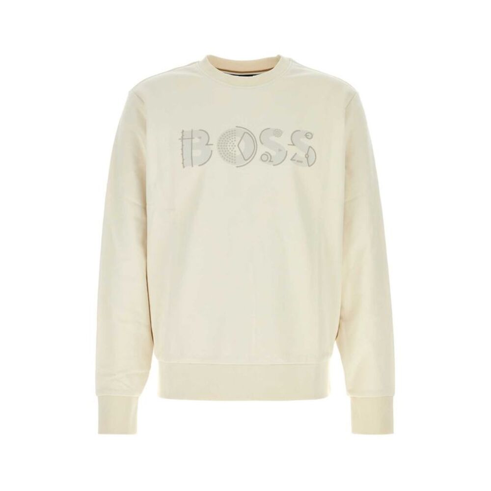 Boss Men Ivory Cotton Sweatshirt